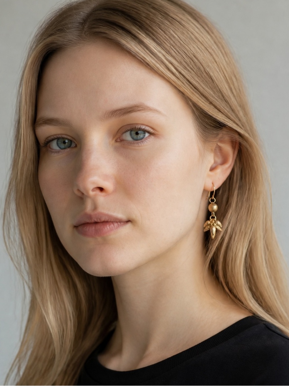 Delicate Gold Leaf Drop Earrings for Women